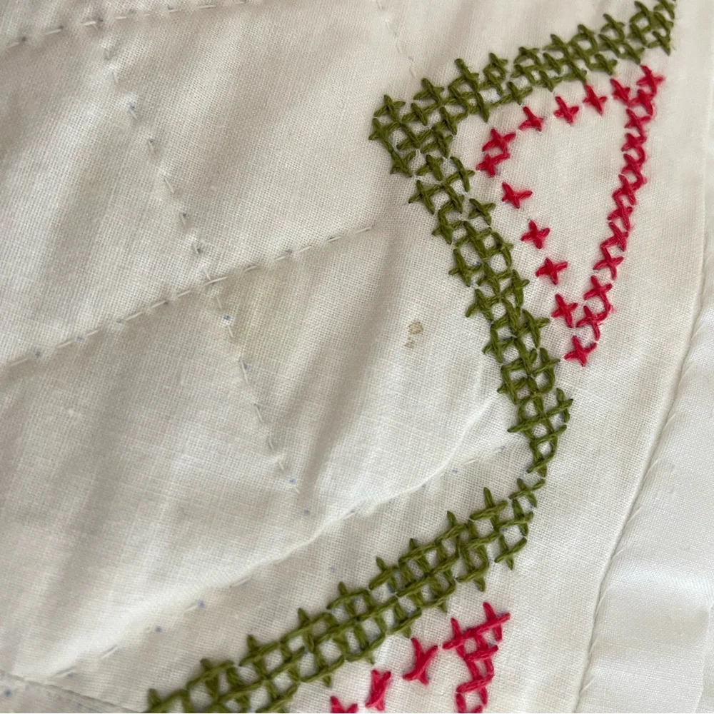Handmade Vintage Paragon Baltimore’s Bride 01167 Cross Stitch Sampler Quilt